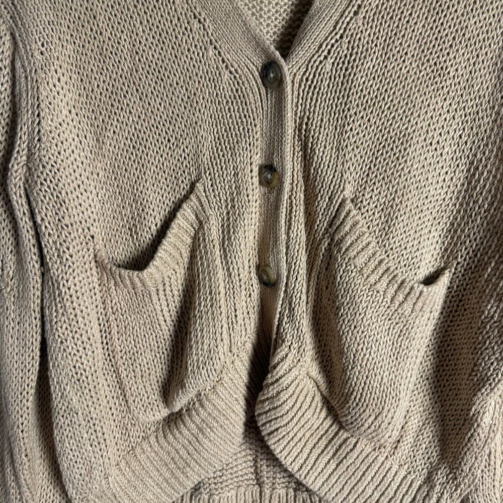Polo Ralph Lauren Tan Beige Linen Knit Button Front Cardigan Sweater Size Small - Picture 14 of 14